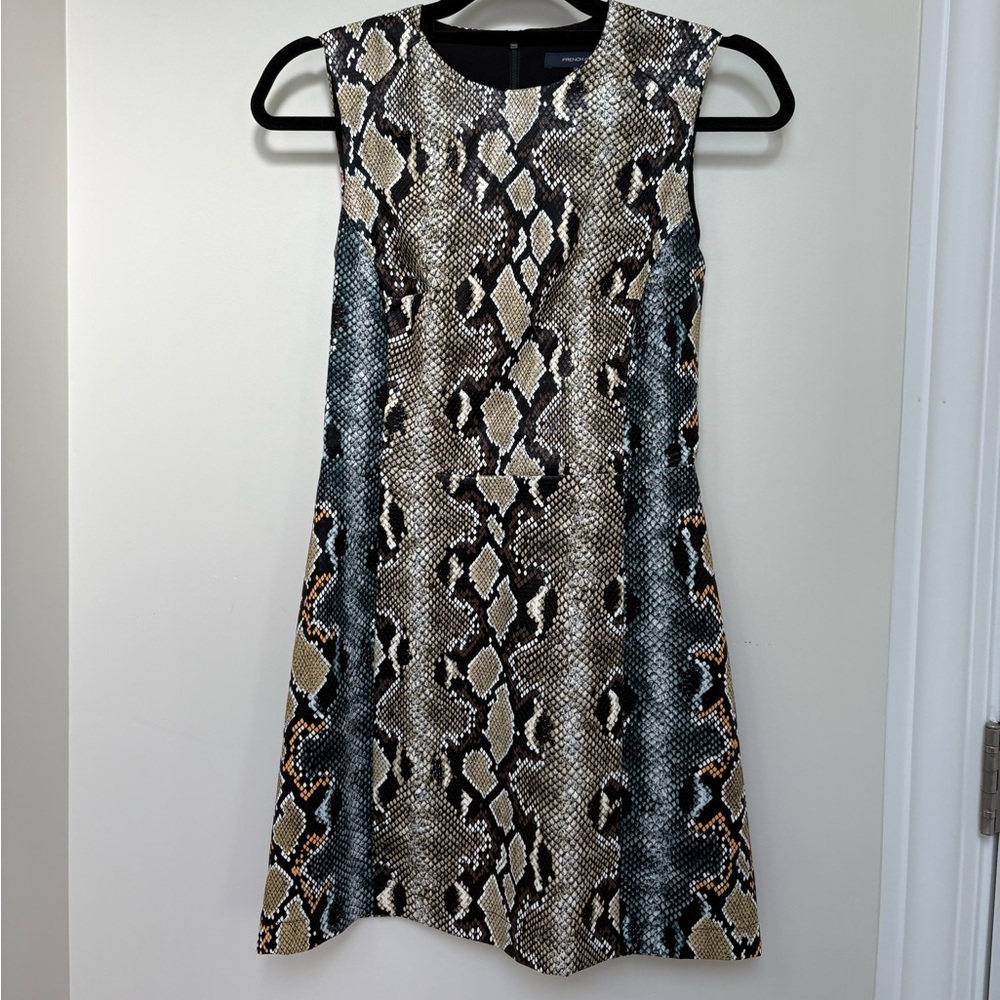 French Connection Snake Print Dress - Black, Brown, Cream